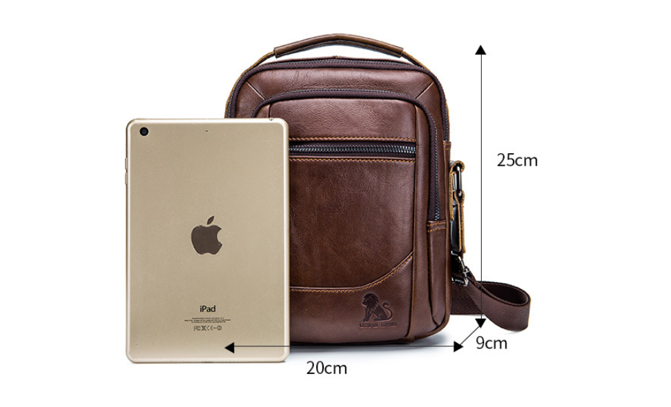 Title 1, Mens Top Layer Cowhide Retro Style Vertical Sq...