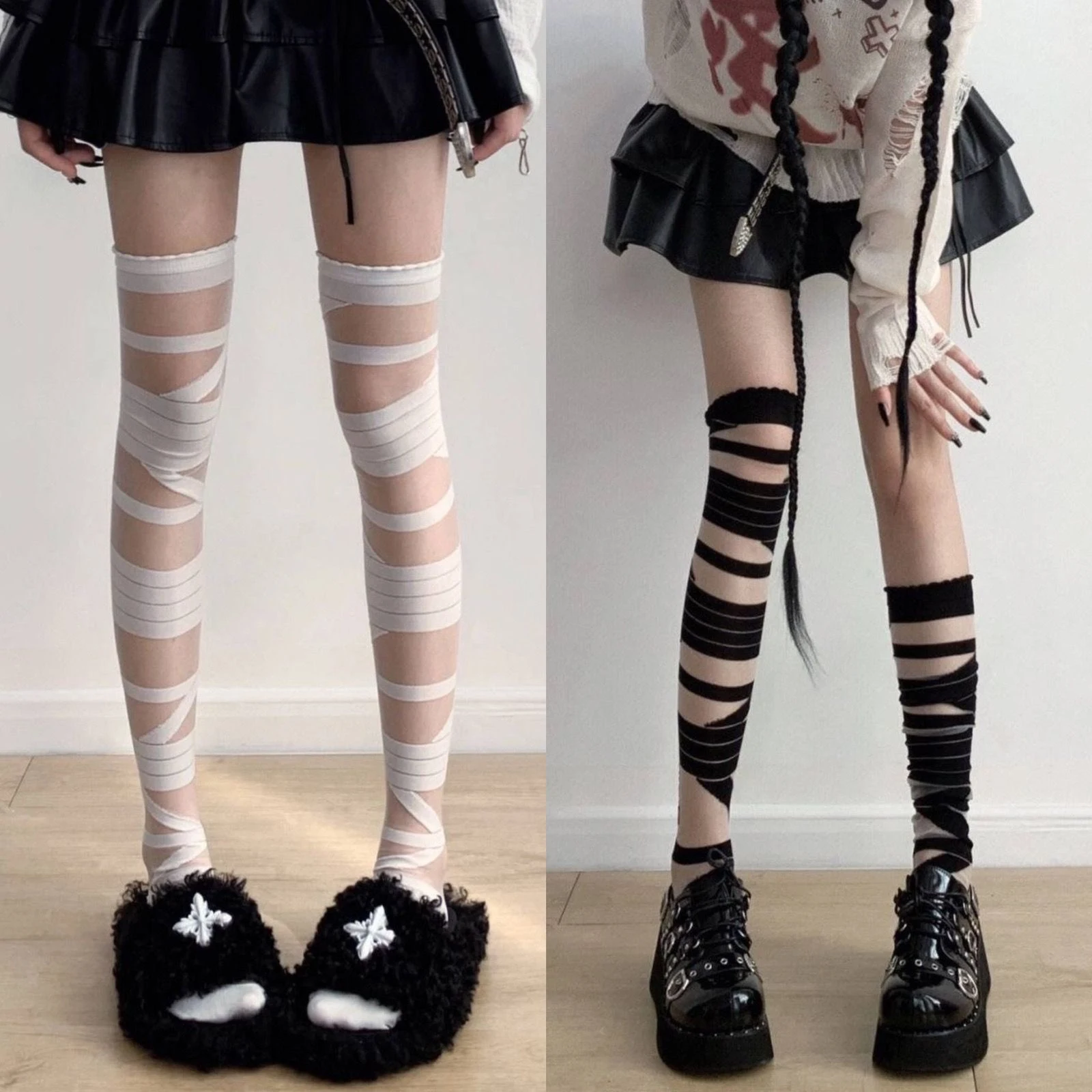 Title 6, Black And White Bandage Long Tube Silk JK Unifo...