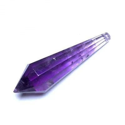 Colar pingente com ponta única de ametista de cristal natural roxo e amarelo. Adicione elegância e equilíbrio ao seu visual diário. — foto 7