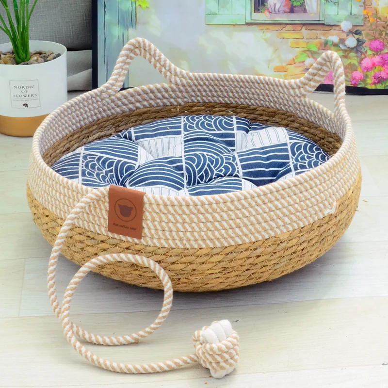 Cat Nest Summer Cool Rattan Cat Scratch Board, Cooling Bed, Durable and Comfortable, Perfect for Hot Weather, Provides a — photo 16