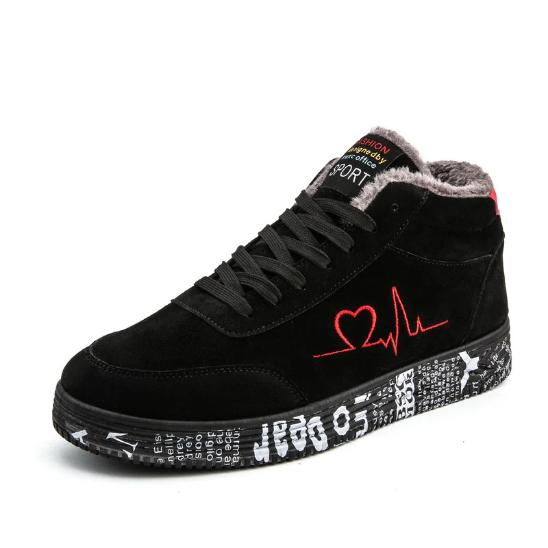 Title 3, Winter couples red plus velvet cotton shoes fo...