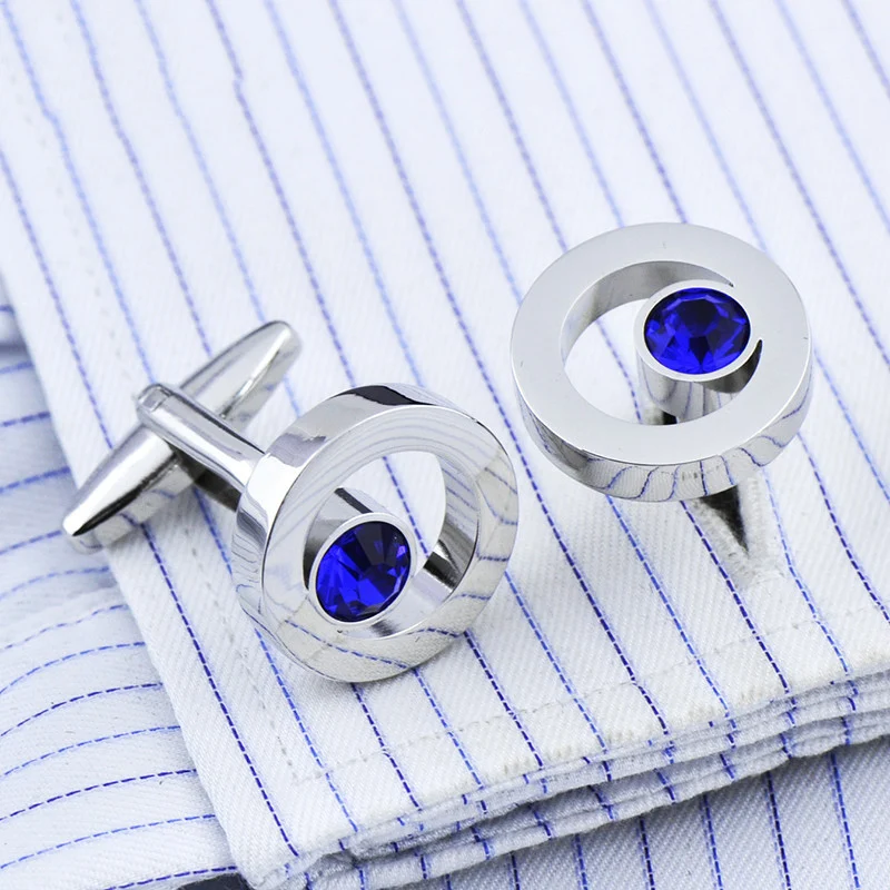 Abotoaduras de Camisa Masculinas com Cristal de Zircônio. Adicione sofisticação e elegância ao seu visual com este acessório de moda. — foto 7