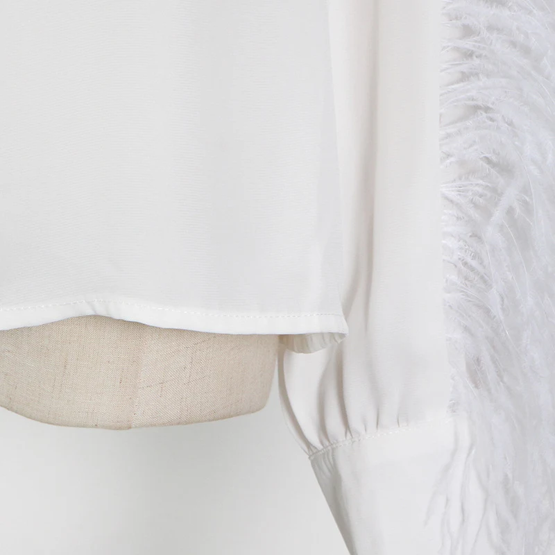 Title 16, Lapel Long Sleeve Ostrich Hair Panel Shirt