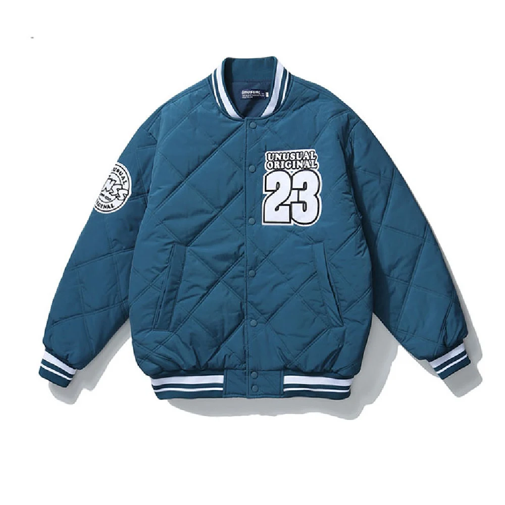 Women's Couple's Rhombus Baseball Padded Jacket. Stay warm and stylish with this comfortable jacket, perfect for couples — photo 1
