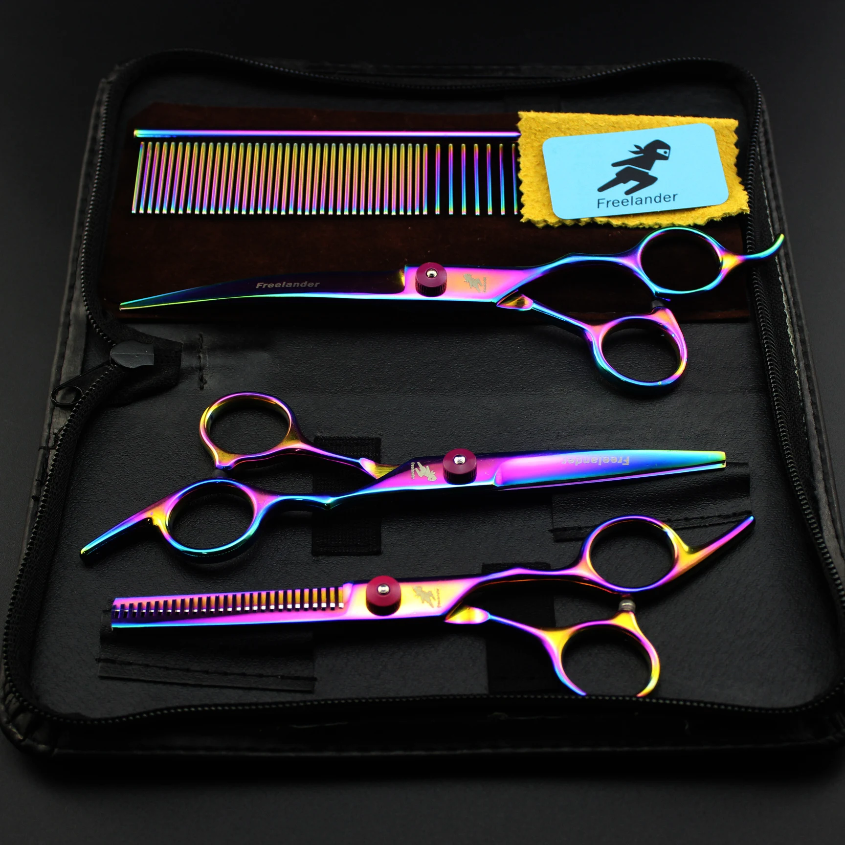 Colorful Electroplating Pet Beauty Scissors Knife Set. Precisely groom and style your pet with this durable and stylish — photo 7