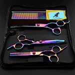 Colorful Electroplating Pet Beauty Scissors Knife Set. Precisely groom and style your pet with this durable and stylish — photo 7