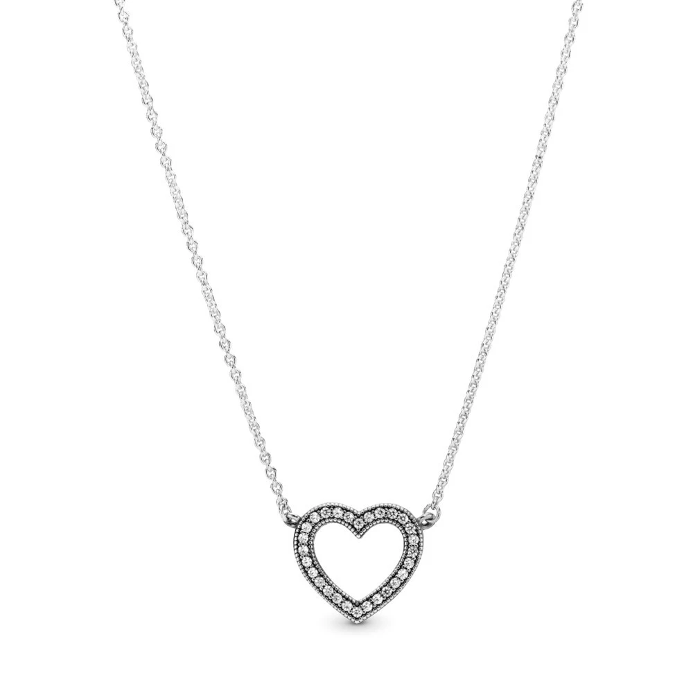 Colar de prata esterlina S925 com coração de diamante, um presente perfeito para ela. Expresse seu amor com este colar brilhante e elegante. — foto 4