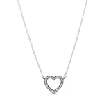 Colar de prata esterlina S925 com coração de diamante, um presente perfeito para ela. Expresse seu amor com este colar brilhante e elegante. — foto 4