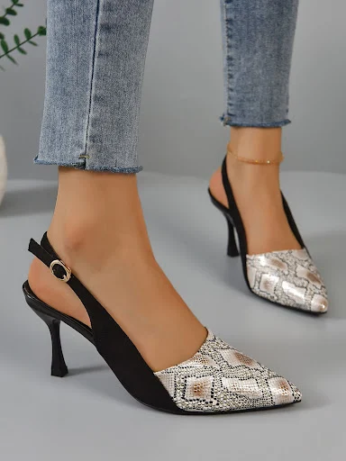 Title 13, Womens Snake Skin Pattern High-Heeled Fashion ...