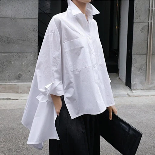 Title 1, Loose Oversized Cloak Long Sleeve Irregular Shi...