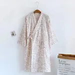 Women Bathrobe Nightdress Long Sleeve Nightgown Cotton Gauze — photo 40