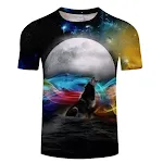 Camiseta 3D de manga curta com estampa de cabeça de lobo New Moon. Conforto e estilo em uma só peça. Design moderno e alta qualidade de impressão. — foto 9