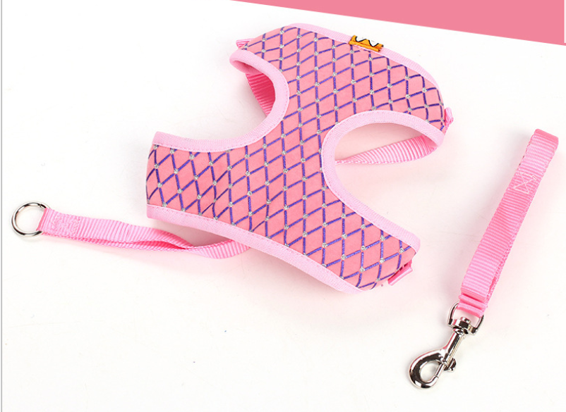 Dog Leash Breathable Mesh with Flash Diamond Nylon. Pet Chest Back Leash for comfortable and safe walks with your furry — photo 2