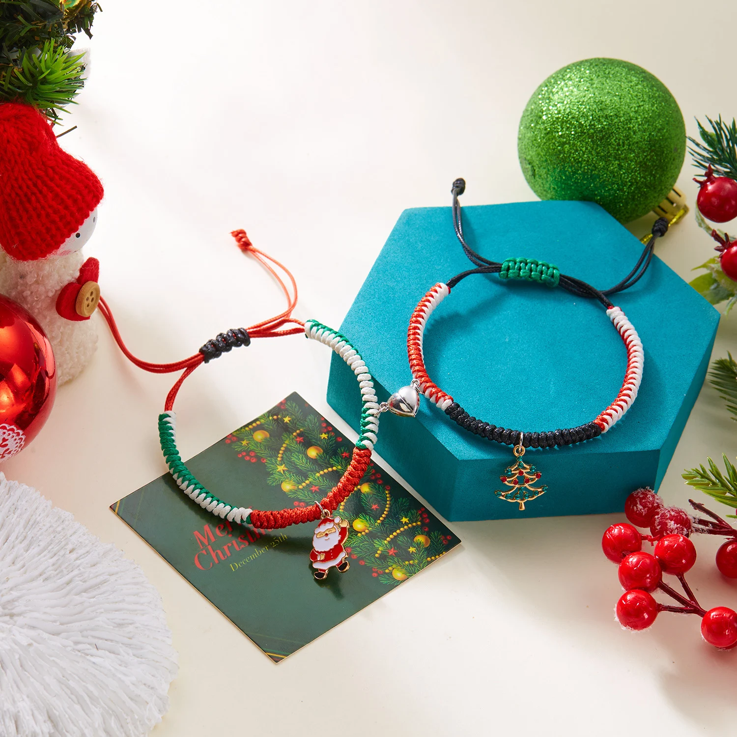 Pulseira magnética de Natal em formato de coração para festas, tecendo e criando lembranças festivas únicas e encantadoras. — foto 8