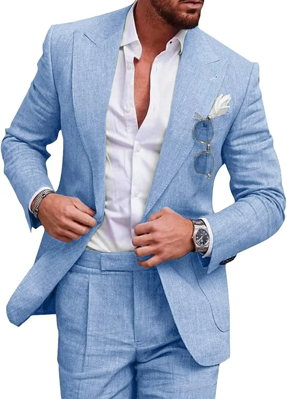 Terno masculino de duas peças, tamanho grande, cor sólida, um botão e uma fileira. Elegância e conforto para diversas ocasiões, ideal para o homem moderno. — foto 31