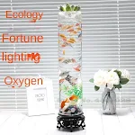 Standing Barrel Shape Fish Tank 360 Ultra Clear Glass Fish Bowl Desktop Mini Ecological Aquarium Room Decor with LED Air — photo 6