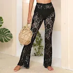 Calças Boca de Sino com Renda Floral Femininas Conforto e estilo boêmio em uma só peça. Perfeitas para um visual charmoso e elegante. — foto 9