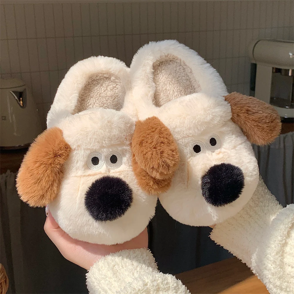 Title 4, Womens Dog Plush Toe Cap Cotton Slippers soft ...