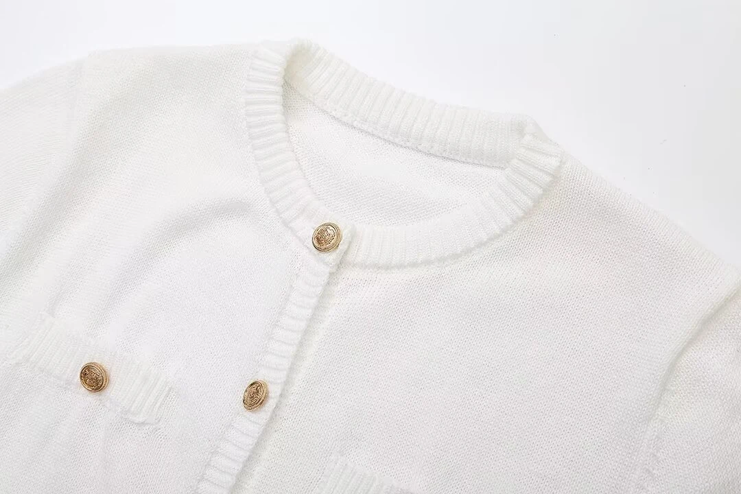 Title 14, Knitted Short Sleeve Button Wool Dress
