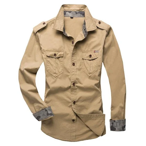 Title 5, Fashionable Personality Epaulettes Cotton Casua...