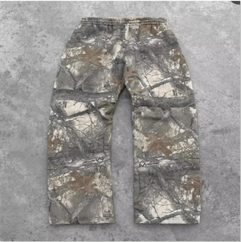 Title 5, 3D-geprinte casual camouflage broek met bladere...