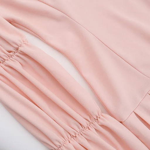 Title 3, Off-shoulder Lantern Sleeve Pleated Dress