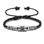 Pulseira de couro com símbolo das doze constelações, trançada e com corda. Siga a tendência da moda e expresse sua personalidade única. — foto 24