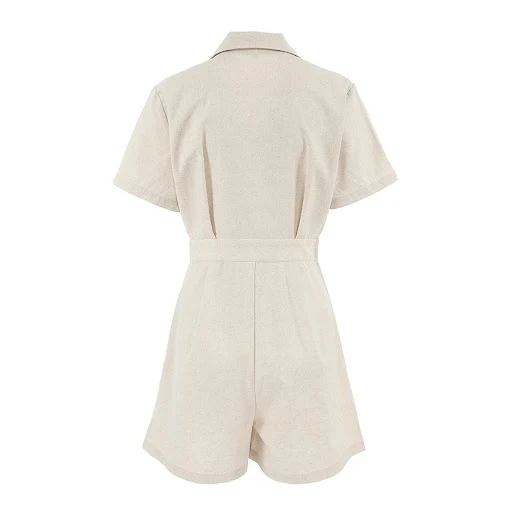 Title 5, Design Casual All-match Solid Color Jumpsuit Ne...