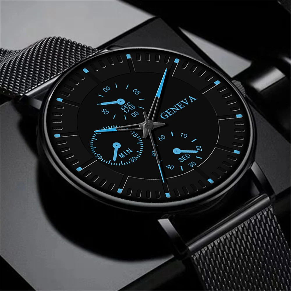 Relógio coreano masculino com pulseira de malha, simples e elegante. Perfeito para uso diário, combina com qualquer estilo e oferece conforto. — foto 18