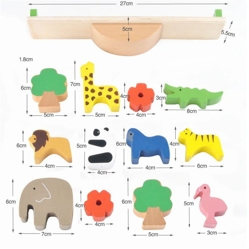 Title 2, Wooden forest animals balance beam for kids imp...