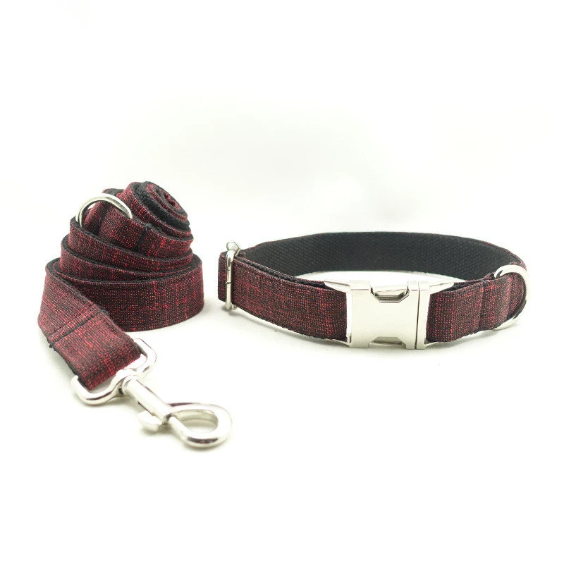 Title 2, Red Canvas Dog Collar with Metal Buckle. Durabl...
