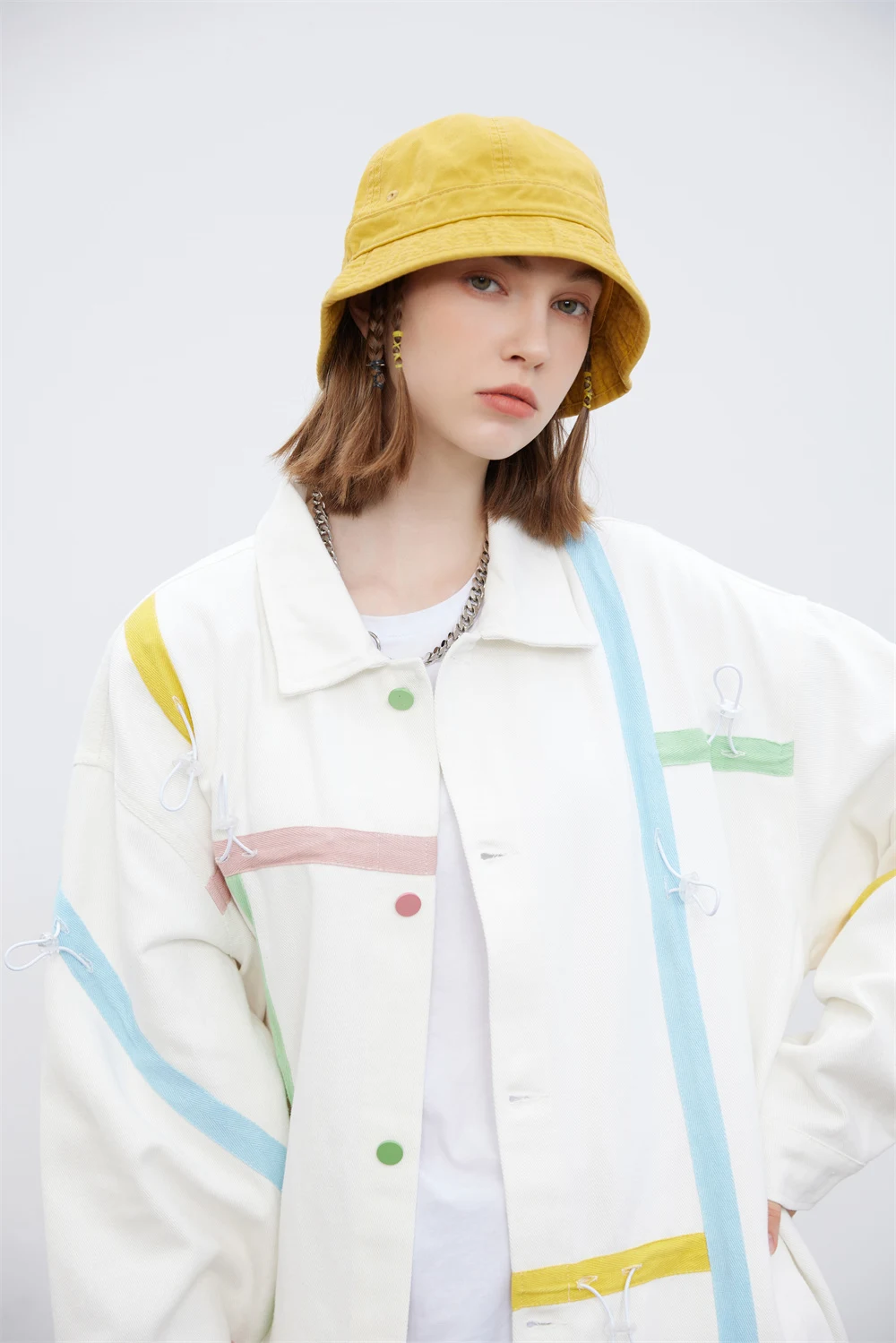 Title 2, Ribbon Drawstring Stitching Jacket Men and Wome...
