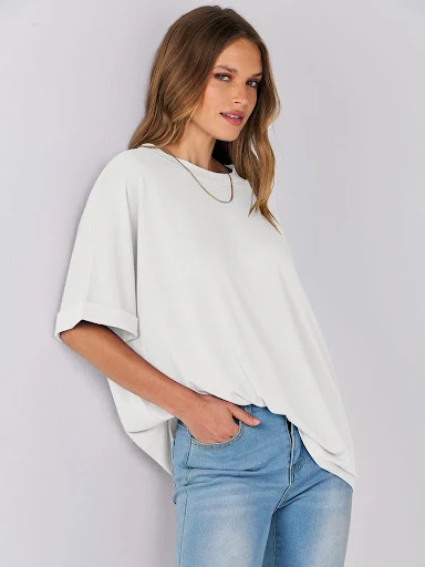 Title 4, Womens Pullover Top Loose Short Sleeve