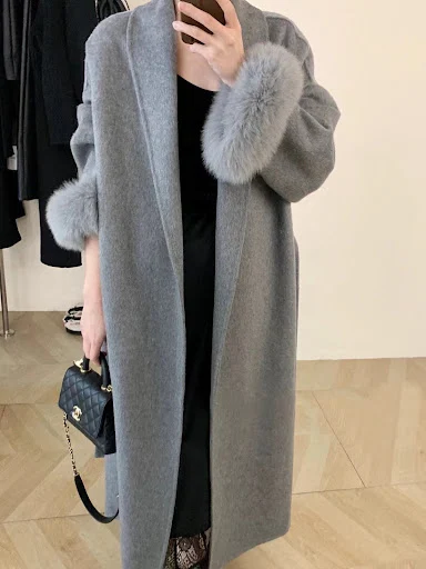 Title 2, Womens Long Lapel Reversible Cashmere Coat, of...