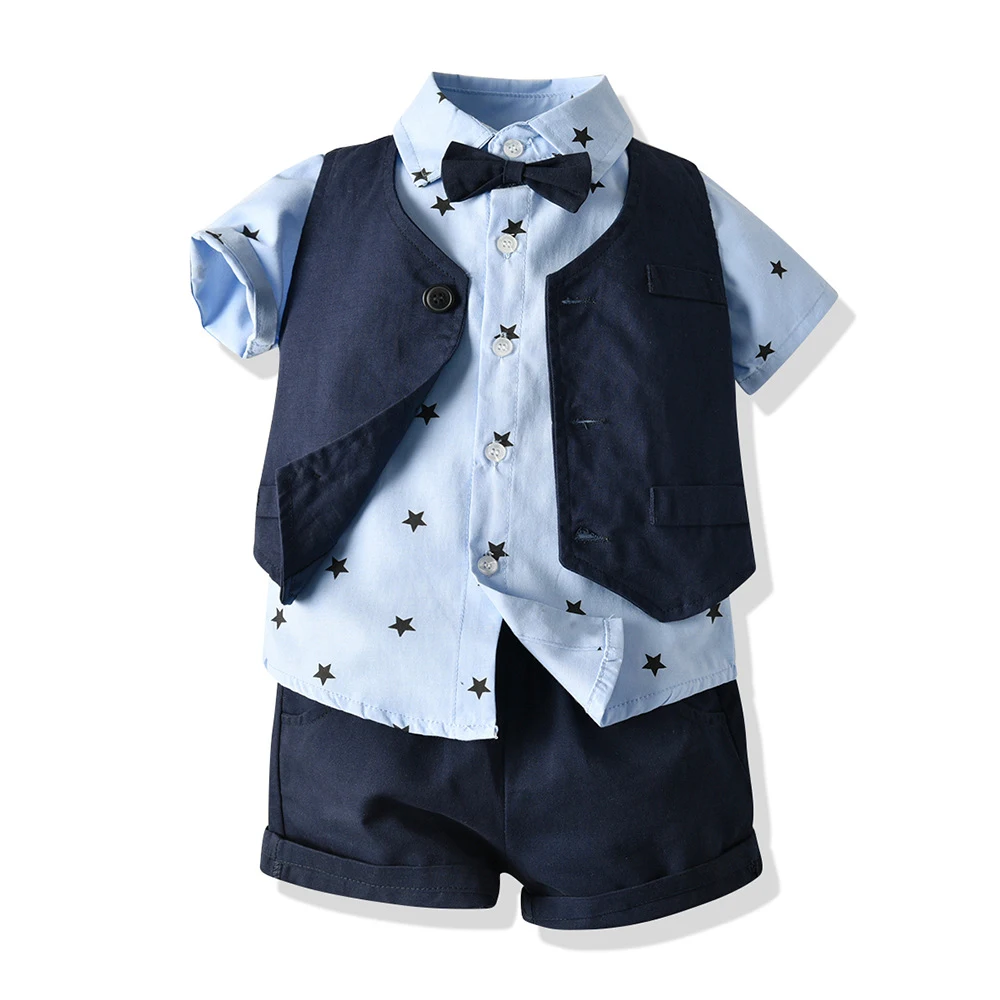 Roupa infantil de verão estilo coreano, macacão para bebê menino, colete e manga curta. Dropshipping disponível. — foto 16