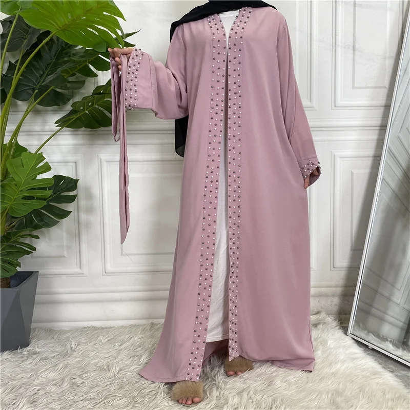 Title 7, Beaded Muslim Lace Up Cardigan Robe