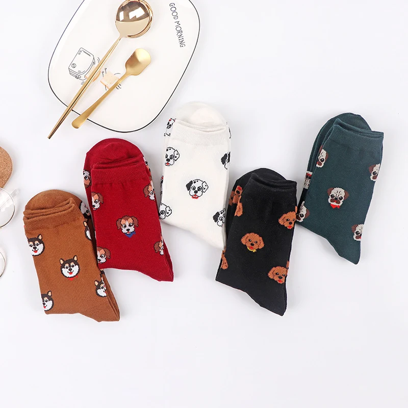 Korean Version Of The Autumn And Winter Tube Red Cute Puppy Cartoon All-Match Stockings — photo 8