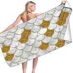 Versatile Microfiber Bath Towel with 3D Beach Print, Rectangular, Great for Holidays, Sand, and as a Shawl, Quick Drying — photo 7
