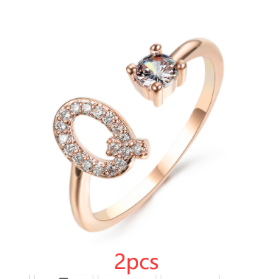 Anel ajustável com 26 letras iniciais, novo design, joia fashion para mulheres, simples e elegante, perfeito para presentear. — foto 8