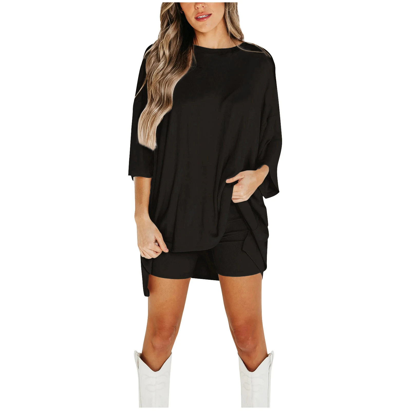Summer Sweet Beauty Knitted Fashion Casual Solid Color Suit Stay cool and stylish this summer with this comfortable and — photo 19