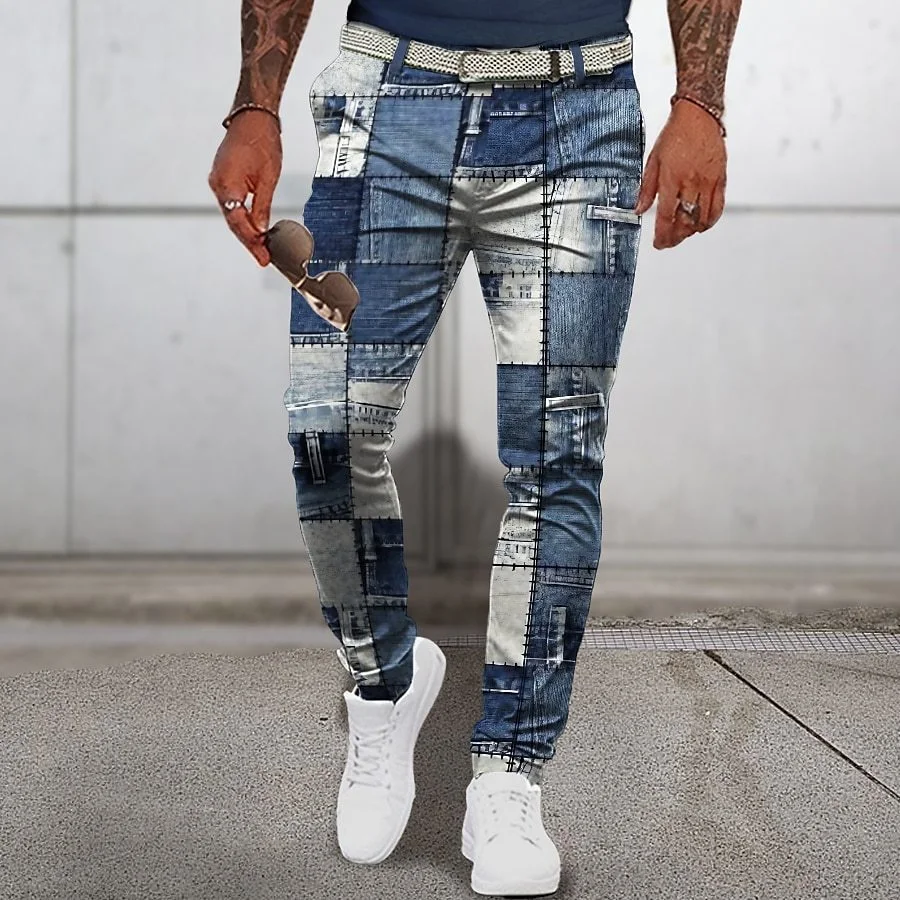 Title 5, Mens Fashion Personality 3D Printed Casual Tro...