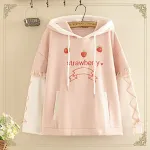 Sudadera con capucha holgada de manga de encaje y forro de terciopelo cálido para mujer, comodidad y abrigo en un diseño elegante. — foto 7