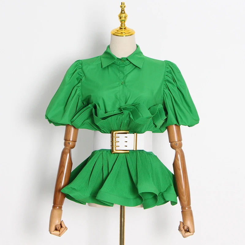 Title 6, British Princess Ruffle Top Single Breasted Lapel