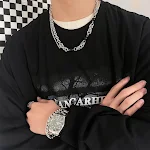 Colar Hip Hop Preto com Costura de Pérolas Masculino Corrente de Clavícula Estilo Urbano Sofisticado Acessório Essencial para Homens Modernos — foto 9