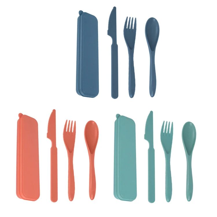 Creative Wheat Platycodon Grandiflorum Cutlery 3-piece Set with Box. Chopsticks, Fork and Spoon for Convenient Tableware — photo 6