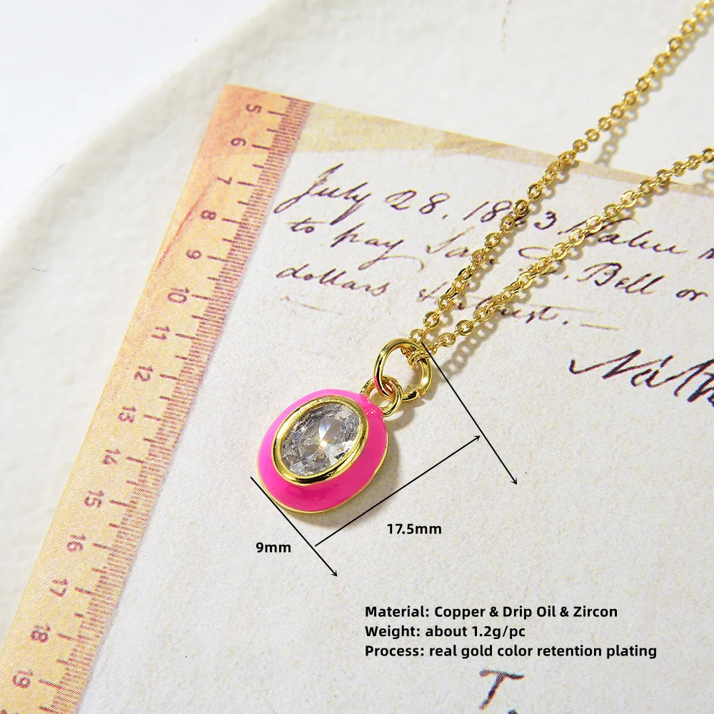Title 1, Colar feminino com pingente oval de cobre com p...