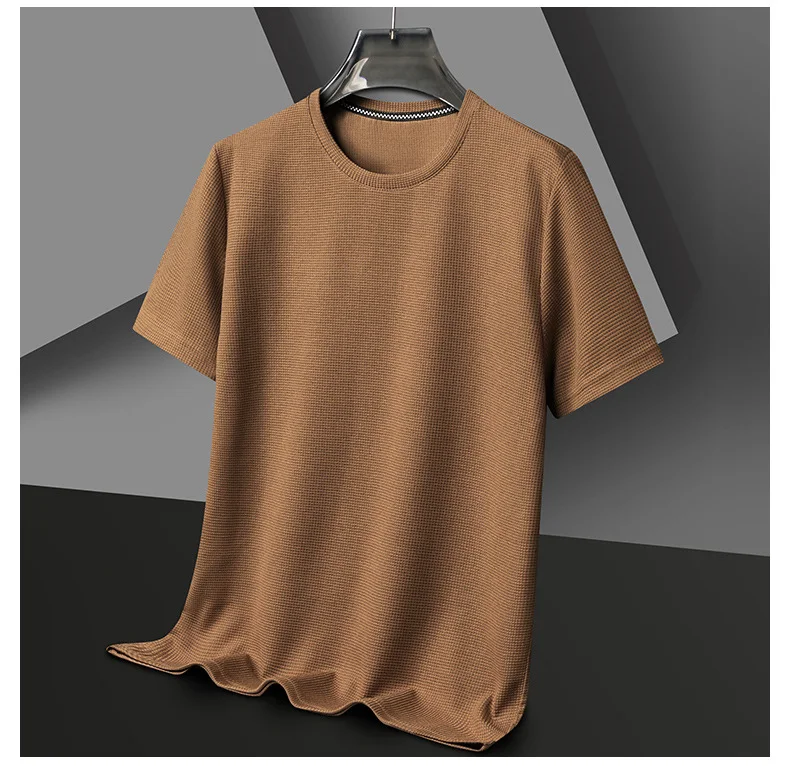 Title 2, Summer Solid Color Mens Polyester Round Neck T...