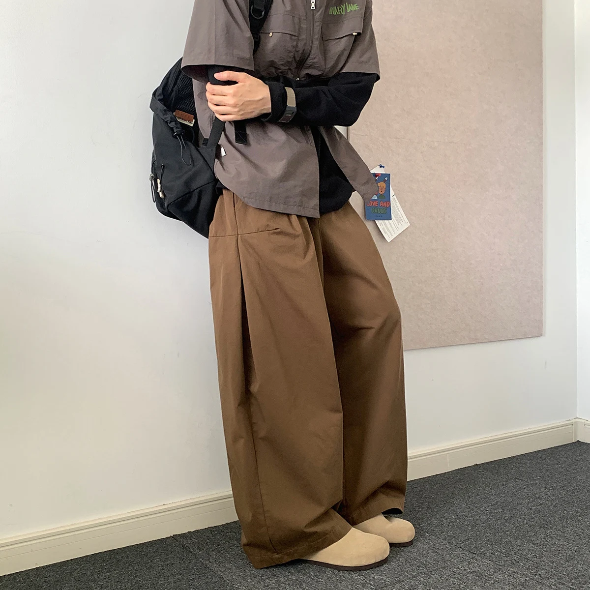 Japanse Stijl Wijde Broek Effen Kleur Casual Los Comfort en Stijl voor een Relaxte Look Perfect voor Dagelijks Gebruik — foto 8