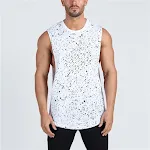 Chaleco deportivo de algodón con abertura grande, color sólido, estampado de lunares, para correr, fitness, cuello redondo, sin mangas. — foto 2
