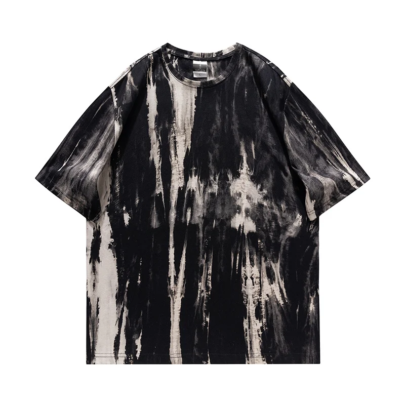Sommer Baumwoll T-Shirt Kurzarm Tie-Dye Design Rundhals Ins Style Leuchtende Farben Modisches Top für sonnige Tage. — foto 6